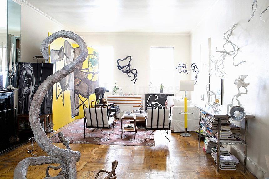 Living room with mid century design furniture