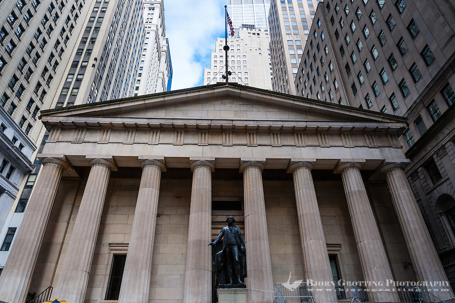US, New York City. Federal Hall National Monument on Wall Street.