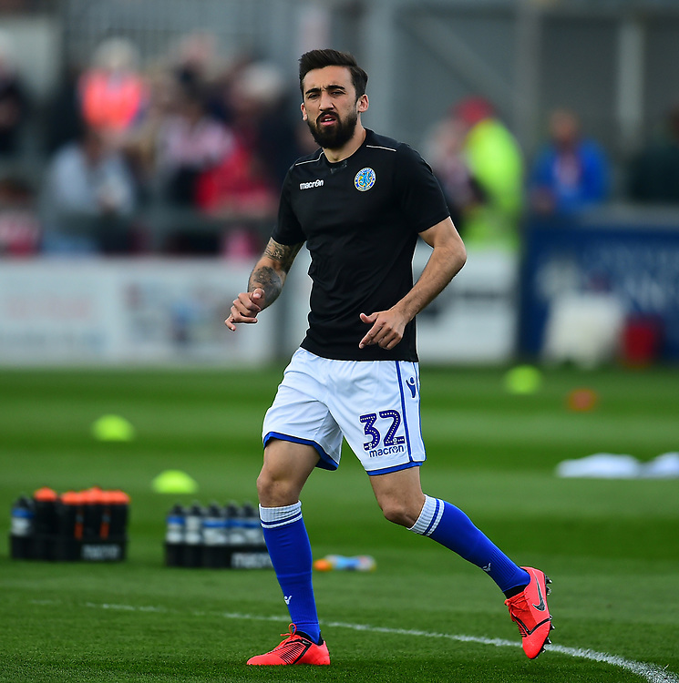 Macclesfield Town's Stelios Demetriou during the pre-match warm-up<br />
<br />
Photographer Andrew Vaughan/CameraSport<br />
<br />
The EFL Sky Bet League Two - Lincoln City v Macclesfield Town - Saturday 30th March 2019 - Sincil Bank - Lincoln<br />
<br />
World Copyright © 2019 CameraSport. All rights reserved. 43 Linden Ave. Countesthorpe. Leicester. England. LE8 5PG - Tel: +44 (0) 116 277 4147 - admin@camerasport.com - www.camerasport.com