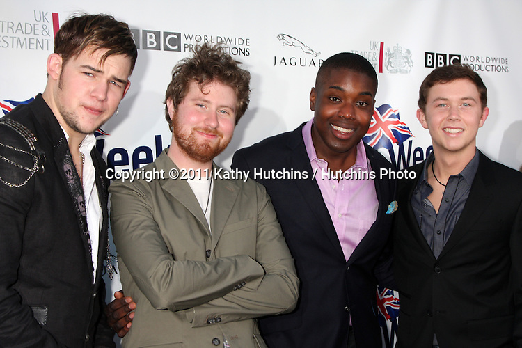 LOS ANGELES - APR 26: James Durbin, Casey Abrams, Jacob Lusk, Scotty McCreery arriving at the 5th Annual BritWeek Launch Party at British Consul General's residence on April 26, 2011 in Los Angeles, CA..