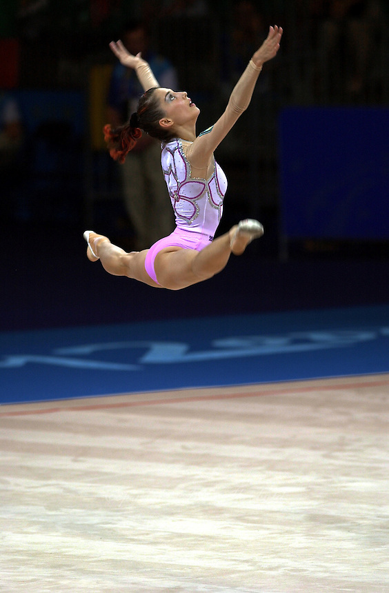 Sep 29, 2000; SYDNEY, AUSTRALIA:.Elena Vitrichenko (UKR) performs ball during rhythmic gymnastics qualifying at 2000 Summer Olympics. (©) Copyright 2000 by Tom Theobald