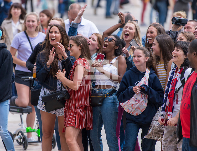 Paris, FRA - June 13, 2019: The USWNT visited the Fox studios set near the Eiffel tower.