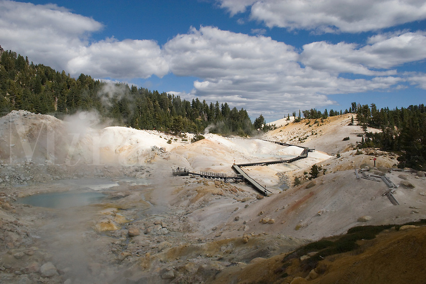 Geothermal activity creates sulphur hot pools at BUMPASS HELL in LASSEN NATIONAL PARK - CALIFORNIA