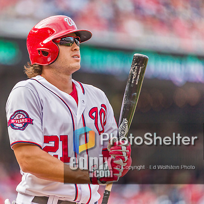 30 August 2015: Washington Nationals outfielder Matt den Dekker steps up to the plate to pinch hit in the 8th inning against the Miami Marlins at Nationals Park in Washington, DC. The Nationals rallied to defeat the Marlins 7-4 in the third game of their 3-game weekend series. Mandatory Credit: Ed Wolfstein Photo *** RAW (NEF) Image File Available ***