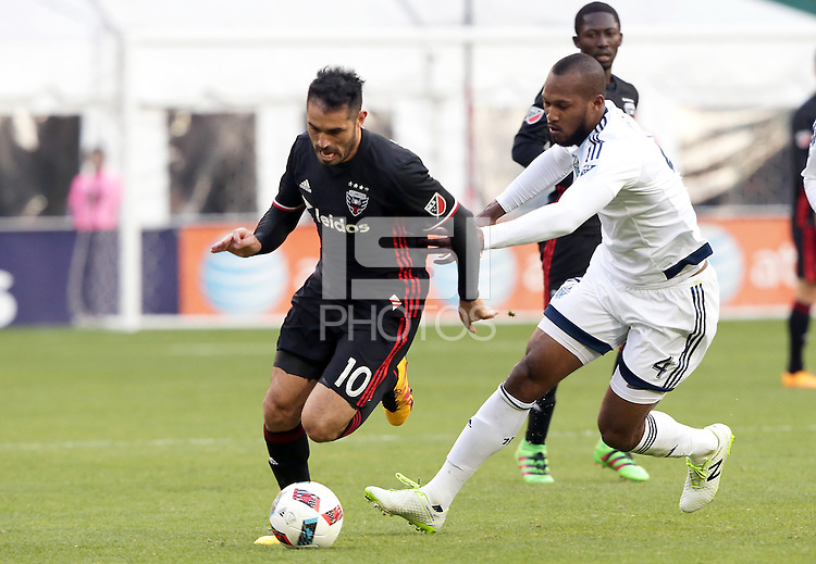 Washington, D.C. - Saturday, April 9, 2016: D.C. United defeated the Vancouver Whitecaps 4-0 in a MLS match at RFK Stadium.