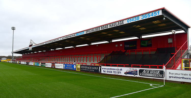 A general view of The Lamex Stadium, home of Stevenage FC<br />
<br />
Photographer Andrew Vaughan/CameraSport<br />
<br />
The EFL Sky Bet League Two - Stevenage v Lincoln City - Saturday 8th December 2018 - The Lamex Stadium - Stevenage<br />
<br />
World Copyright © 2018 CameraSport. All rights reserved. 43 Linden Ave. Countesthorpe. Leicester. England. LE8 5PG - Tel: +44 (0) 116 277 4147 - admin@camerasport.com - www.camerasport.com
