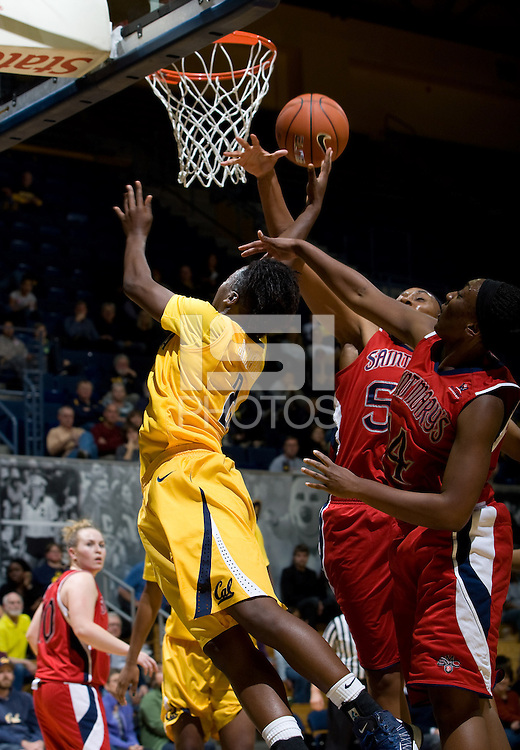 Afure Jemerigbe of California shoots the ball during the game against St. Mary's at Haas Pavilion in Berkeley, California on November 15th, 2012. California defeated St. Mary's, 89-41.