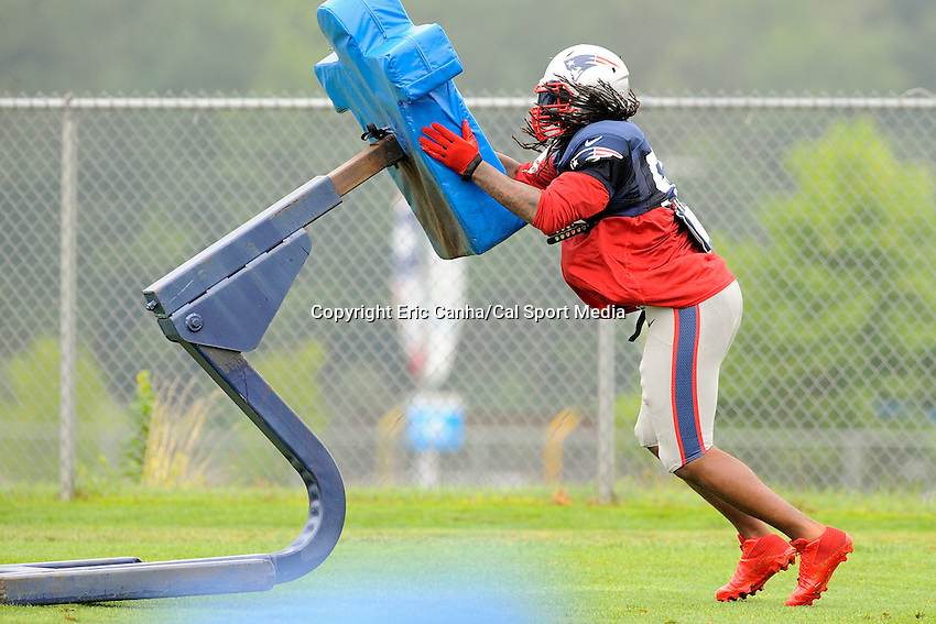 July 28, 2013 - Foxborough, Massachusetts, U.S. - New England Patriots linebacker Brandon Spikes (55) works out during day 4 of the New England Patriots training camp held at Gillette Stadium in Foxborough Massachusetts. Eric Canha/CSM