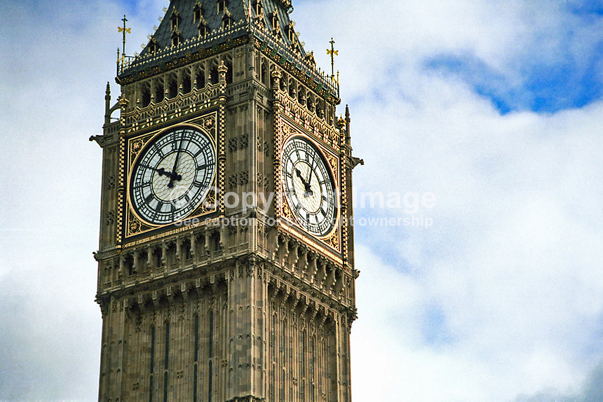 Big Ben, clock, clock tower, Palace of Westminster, London, UK, seat of the British Parliament, Ref: 199902078..Copyright Image from Victor Patterson, 54 Dorchester Park, Belfast, UK, BT9 6RJ..Tel: +44 28 9066 1296.Mob: +44 7802 353836.Voicemail +44 20 8816 7153.Skype: victorpattersonbelfast.Email: victorpatterson@mac.com.Email: victorpatterson@ireland.com (back-up)..IMPORTANT: If you wish to use this image or any other of my images please go to www.victorpatterson.com and click on the Terms & Conditions. Then contact me by email or phone with the reference number(s) of the image(s) concerned.