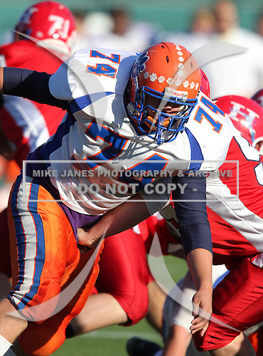 Livonia Bulldogs varsity football against the Hornell Red Raiders during the Class-B Section V Championship at Sahlen's Stadium in Rochester, New York on November 5, 2011. (Photo Copyright Mike Janes Photography 2011)