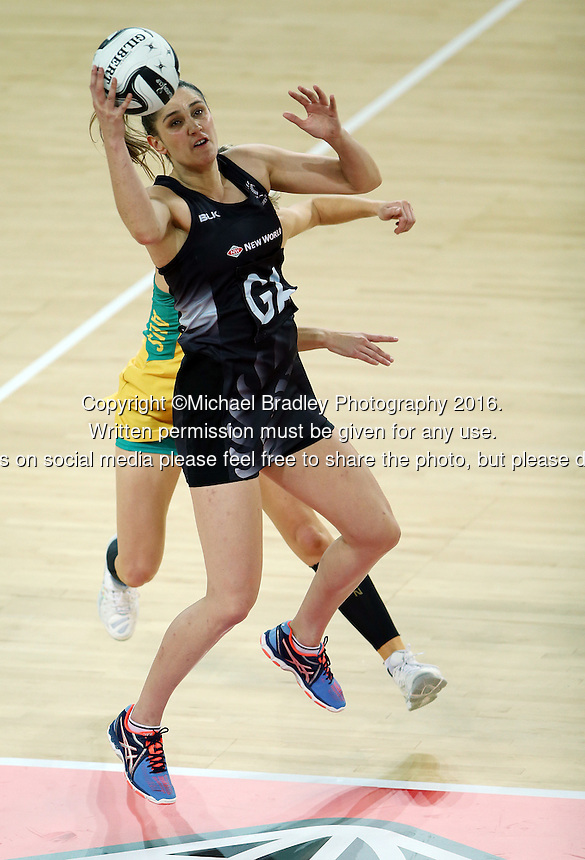 15.10.2016 Silver Ferns Te Paea Selby-Rickit in action during the Silver Ferns v Australia netball test match played at Vector Arena in Auckland. Mandatory Photo Credit ©Michael Bradley.