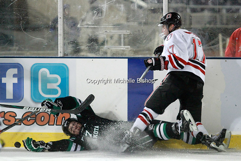 North Dakota beat Nebraska-Omaha 5-2 in the outdoor game at TD Ameritrade Park on Saturday, Feb. 9, 2013. (Photo by Michelle Bishop)