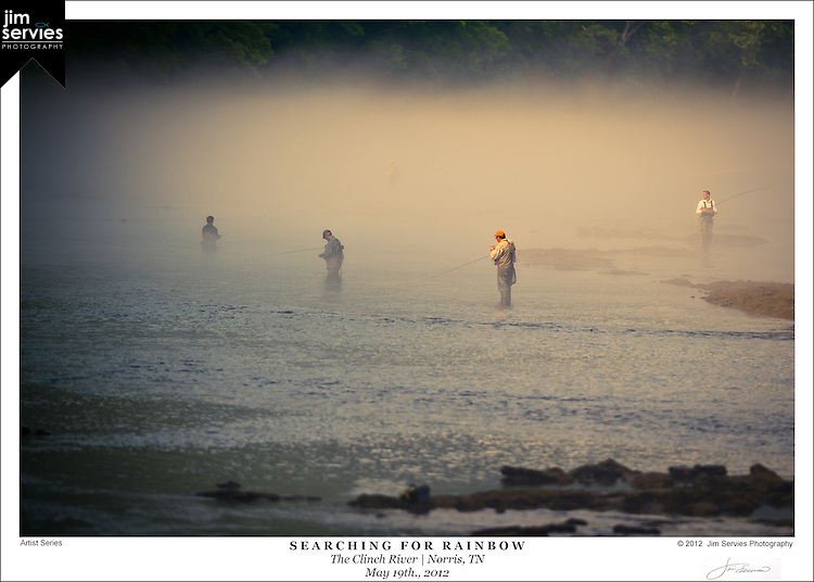 One of my favorite fishing spots. Notice eveyone re-tying and the guy top right trying to figure out what the trout are biting. | Jim