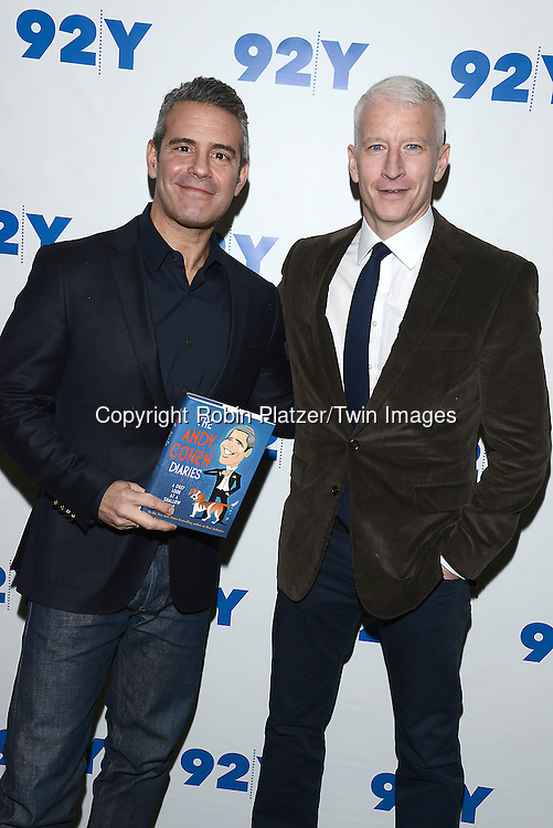 Andy Cohen and Anderson Cooper at the 92nd Street Y for a Conversation with Andy Cohen and Anderson Cooper in New York City on November 14, 2014.<br />
<br />
photo by Robin Platzer/Twin Images<br />
<br />
phone number 212-935-0770