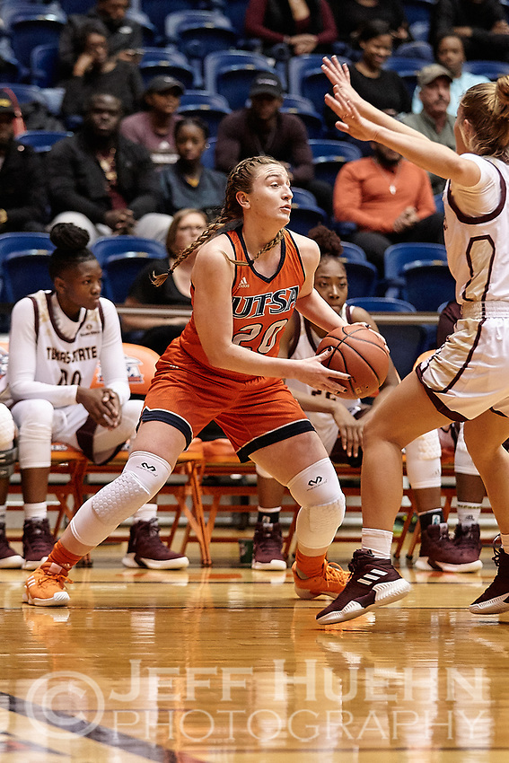 SAN ANTONIO, TX - NOVEMBER 20, 2018: The University of Texas at San Antonio Roadrunners fall to the Texas State University Bobcats 68-60 at the UTSA Convocation Center. (Photo by Jeff Huehn)