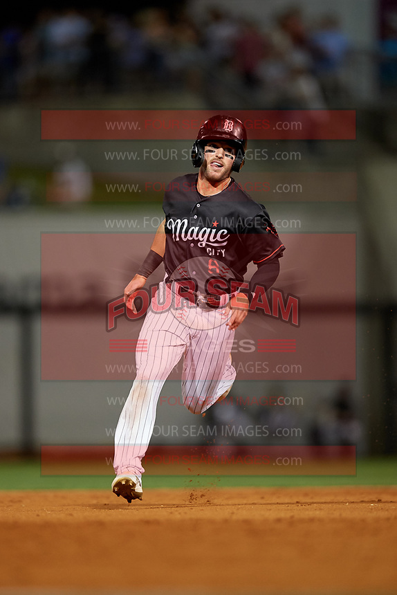 Birmingham Barons Luis Gonzalez (8) running the bases during a Southern League game against the Chattanooga Lookouts on May 2, 2019 at Regions Field in Birmingham, Alabama. Birmingham defeated Chattanooga 4-2. (Mike Janes/Four Seam Images)