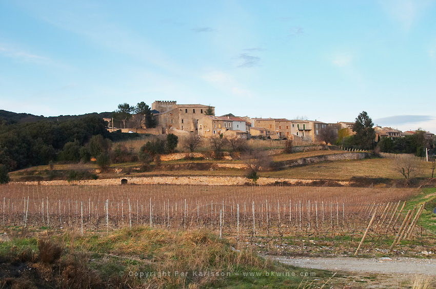 Caussiniojouls village. Faugeres. Languedoc. France. Europe. Vineyard.