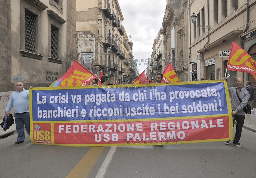 Palermo, march against government cuts and austerity...Palermo, corteo contro i tagli del governo voluti dall'Europa.