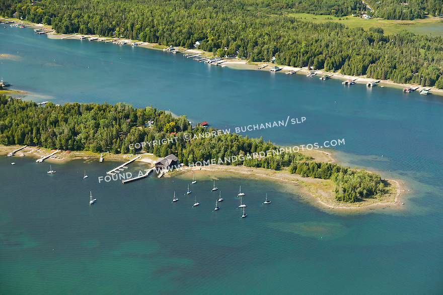 Les Cheneaux Yacht Club (LCYC) on Pleasant Point of Marquette Island in Les Cheneaux Area of Lake Huron near Cedarville, MI