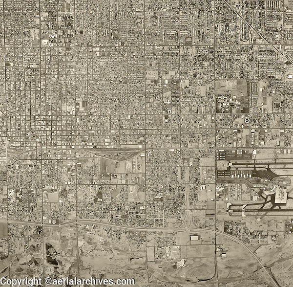 historical aerial photograph of Phoenix, Arizona, 1967