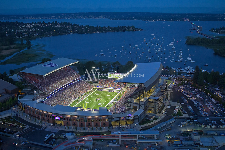 This photo was taken on Opening Night at the new Husky Stadium, during the game against the Boise State Broncos on August 31, 2013.<br />
<br />
This image is available as a Limited Edition metallic print measuring 30" x 20" (select the metallic print from the price options when you add to cart). You may also purchase smaller lustre prints or license it for commercial use.<br />
<br />
*No, the watermark will not appear on the final image!