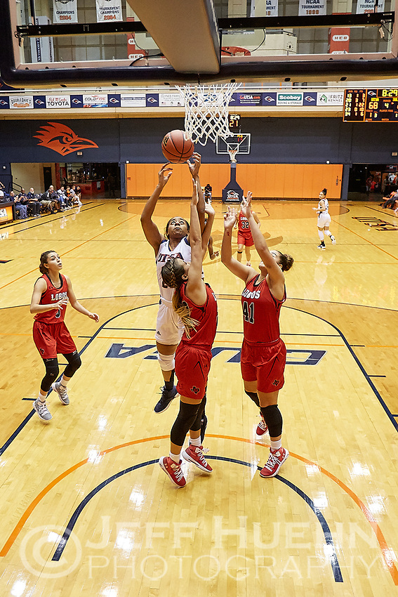 SAN ANTONIO, TX - NOVEMBER 2, 2018: The University of Texas at San Antonio Roadrunners defeat the Sul Ross State University Lady Lobos 84-41 in an exhibition game at the UTSA Convocation Center. (Photo by Jeff Huehn)