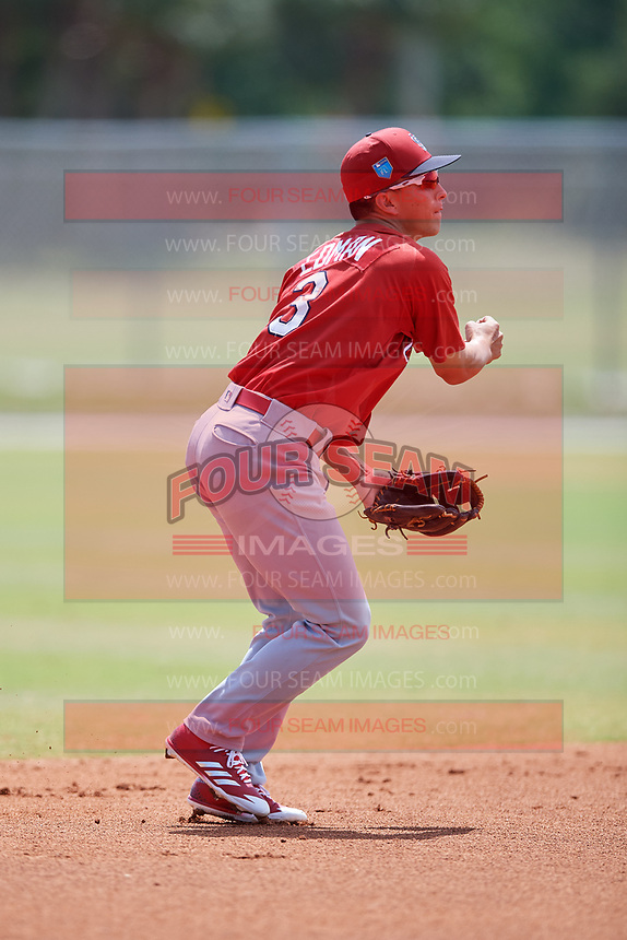 St. Louis Cardinals Tommy Edman (3) during a Minor League Spring Training game against the Miami Marlins on March 26, 2018 at the Roger Dean Stadium Complex in Jupiter, Florida. (Mike Janes/Four Seam Images)