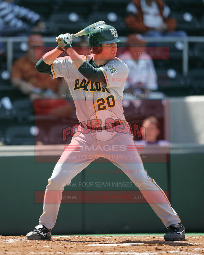 Baylor 1B Adam Hornung prepares to bat against Texas on Saturday May 3rd, 2008. Photo by Andrew Woolley / Four Seam Images.