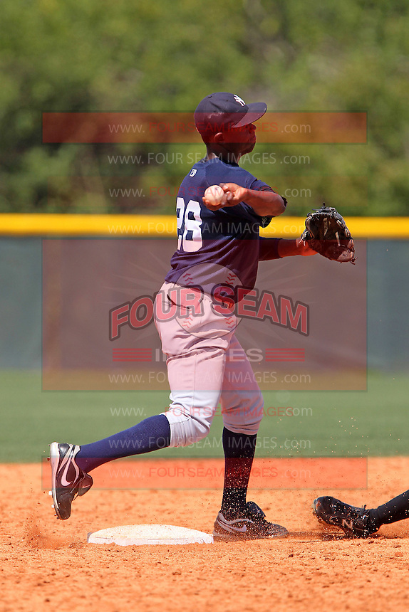 New York Yankees Jose Toussen #28 during a minor league spring training game against the Pittsburgh Pirates at Pirate City on March 23, 2012 in Bradenton, Florida. (Mike Janes/Four Seam Images)