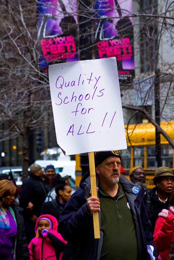 The rally was held in support of then Mayoral candidate Jesus 'Chuy' Garcia and to raise issues like having an elected school board that answers to the neighborhoods and parents instead of the present board which is appointed by the mayor of the city.