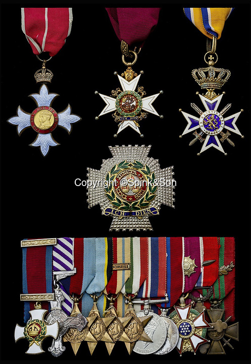 BNPS.co.uk (01202 55883£)<br />
Pic: Spink&Son/BNPS<br />
<br />
Kenneth Cross's medals.<br />
<br />
The remarkable archive of an RAF officer who was one of six out of 37 men to survive three days adrift in the freezing Arctic Ocean have come to light.<br />
<br />
Sir Kenneth Cross had already cheated death by dodging a bullet aimed for his head in the cockpit of his plane when the aircraft carrier he was on was attacked and sunk.<br />
<br />
He plunged into the icy sea and was one of 37 survivors to make it into a lifeboat. With hardly any food or water on board, most of the shipwrecked men died from exposure over the next 70 hours.<br />
<br />
Now a water-stained diary he kept while shipwrecked, his RAF log book and 16 medals are coming up for sale at auctioneers Spink of London.