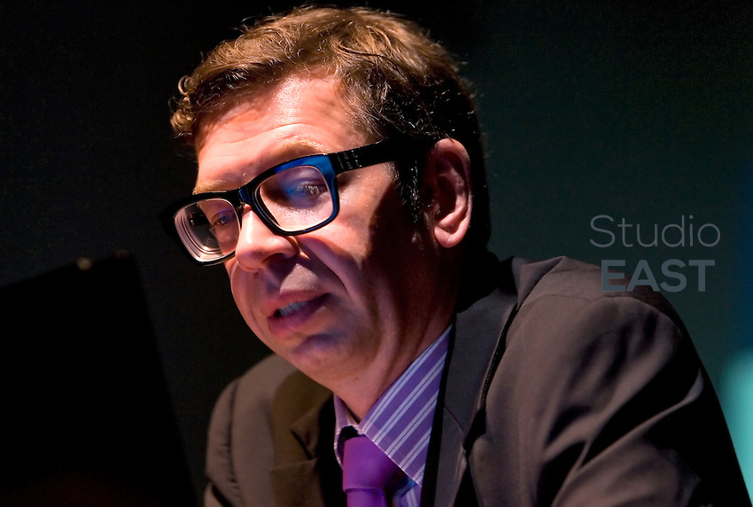 Peter Friess, from the European Commission, speaks at 'Digital Cities' ICT conference, in the Spanish Pavilion at Shanghai World Expo 2010, in Shanghai, China, on May 18, 2010. Photo by Lucas Schifres/Pictobank