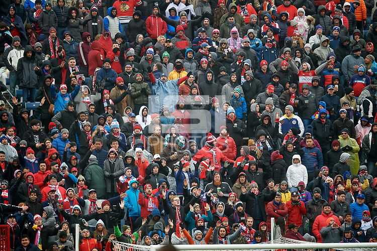 Bridgeview, IL - Saturday April 14, 2018: Chicago Fire fans during a regular season Major League Soccer (MLS) match between the Chicago Fire and the LA Galaxy at Toyota Park. The LA Galaxy defeated the Chicago Fire by the score of 1-0.