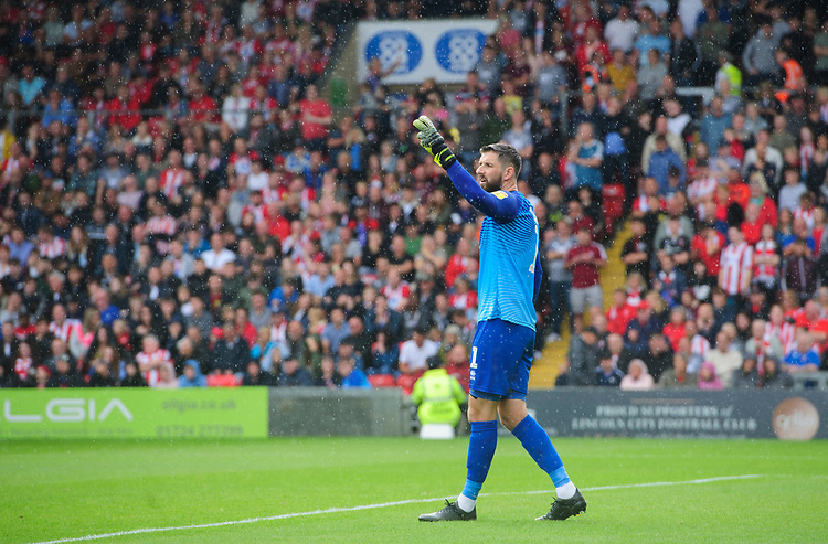 Lincoln City's Josh Vickers<br />
<br />
Photographer Chris Vaughan/CameraSport<br />
<br />
The EFL Sky Bet League One - Lincoln City v Fleetwood Town - Saturday 31st August 2019 - Sincil Bank - Lincoln<br />
<br />
World Copyright © 2019 CameraSport. All rights reserved. 43 Linden Ave. Countesthorpe. Leicester. England. LE8 5PG - Tel: +44 (0) 116 277 4147 - admin@camerasport.com - www.camerasport.com