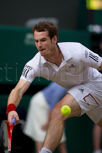 June 30th 2010: Wimbledon International Tennis Tournament held at the All England Lawn Tennis Club, London, England, Andy Murray of GBR playing Jo-Wilfrried Tsonga of France in the mens singles quarter finals