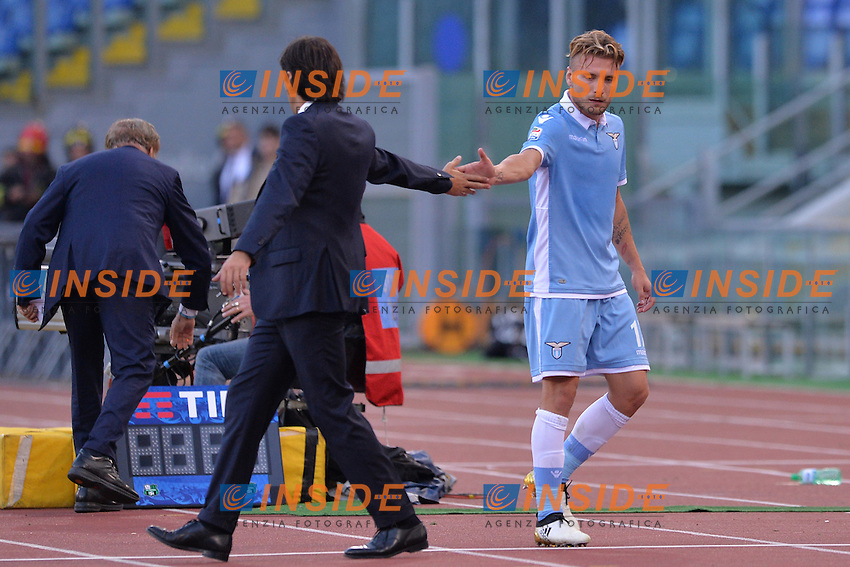 Ciro Immobile Lazio, con Simone Inzaghi. <br />
Roma 30-10-2016 Stadio Olimpico<br />
Campionato Serie A,<br />
Lazio - Sassuolo<br />
Foto Antonietta Baldassarre / Insidefoto
