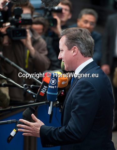 Brussels-Belgium - May 27, 2014 -- European Council, EU-summit, meeting of Heads of State / Government for an informal dinner to evaluate and to conclude the results of the European elections; here, arrival of David CAMERON, Prime Minister of the United Kingdom -- Photo: © HorstWagner.eu