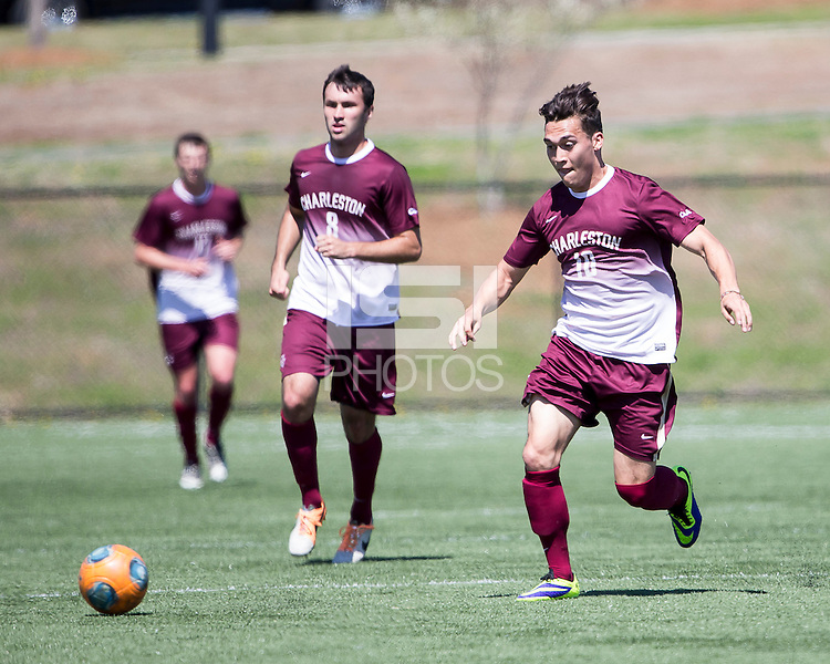 The College of Charleston Cougars played the Georgia Southern Eagles in The Manchester Cup on April 5, 2014. The Cougars won 2-0. Jake Currie (10)