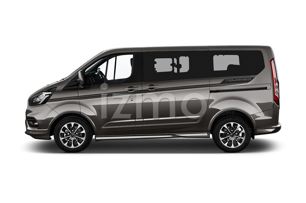 Car driver side profile view of a 2018 Ford Tourneo Custom Sport 5 Door Passenger Van
