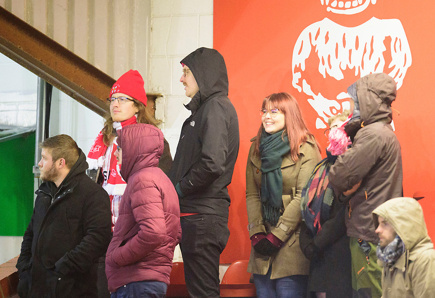 Lincoln City fans watch their team in action<br />
<br />
Photographer Andrew Vaughan/CameraSport<br />
<br />
The EFL Sky Bet League One - Lincoln City v Milton Keynes Dons - Tuesday 11th February 2020 - LNER Stadium - Lincoln<br />
<br />
World Copyright © 2020 CameraSport. All rights reserved. 43 Linden Ave. Countesthorpe. Leicester. England. LE8 5PG - Tel: +44 (0) 116 277 4147 - admin@camerasport.com - www.camerasport.com