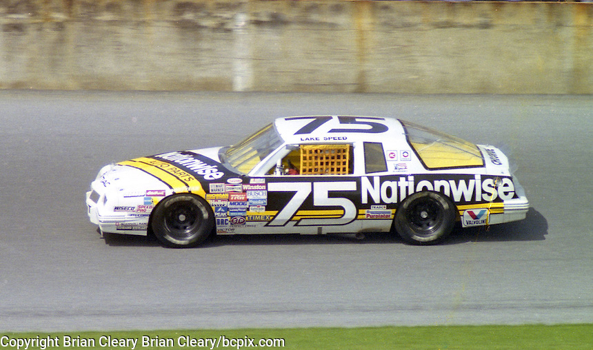 Lake Speed 75 Pontiac action Daytona 500 at Daytona International Speedway in Daytona Beach, FL in February 1986. (Photo by Brian Cleary/www.bcpix.com) Daytona 500, Daytona International Speedway, Daytona Beach, FL, February 16, 1986. (Photo by Brian Cleary/www.bcpix.com)