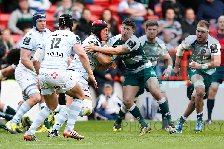 Racing 92?s Chris Masoe and Leicester?s Ben Youngs during the 2016 semi-final of the European Rugby Champions Cup match at the City Ground, Nottingham. Photo credit should read: Charlie Forgham Bailey/Sportimage