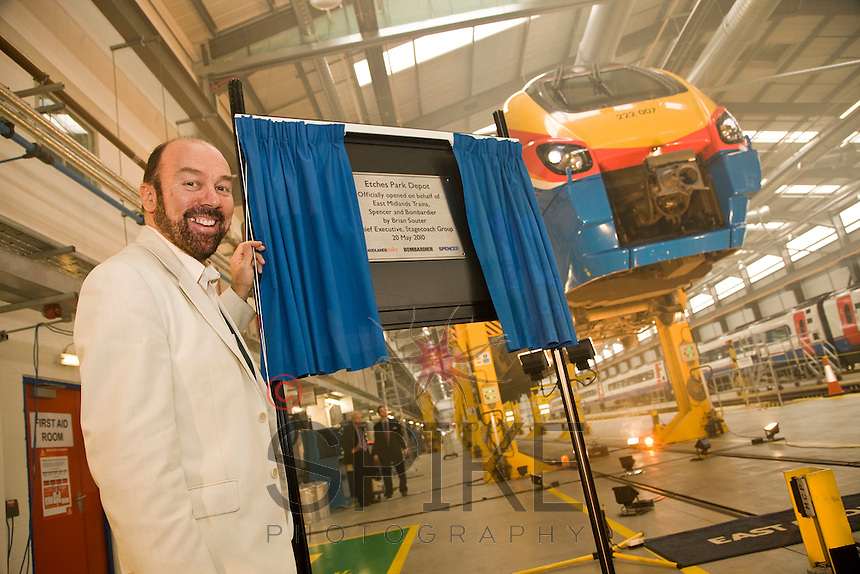 Stagecoach boss Brian Souter at the official opening of the new £22 Million Train Maintenance depot at Etches Park, Derby