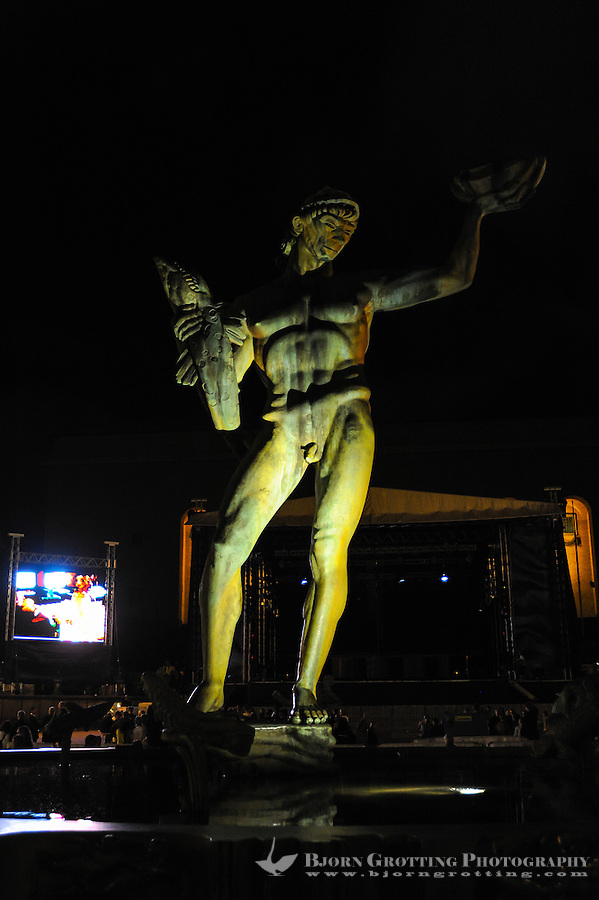 Sweden. Gothenburg is the second-largest city in Sweden. Götaplatsen public square. Poseidonbrunnen.