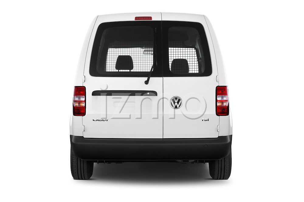 Straight rear view of a 2014 Volkswagen CADDY 1.6 TDI 4 Door Car Van Rear View stock images