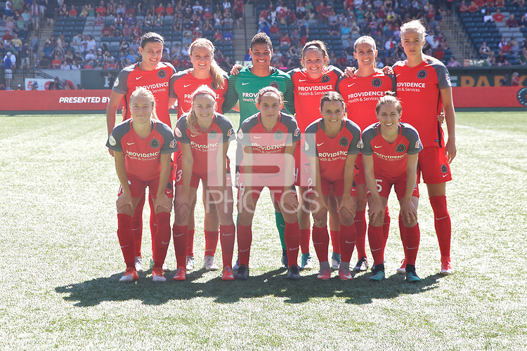 Portland, OR - Saturday August 05, 2017: Portland Thorns FC starting 11 before a regular season National Women's Soccer League (NWSL) match between the Portland Thorns FC and the Houston Dash at Providence Park.