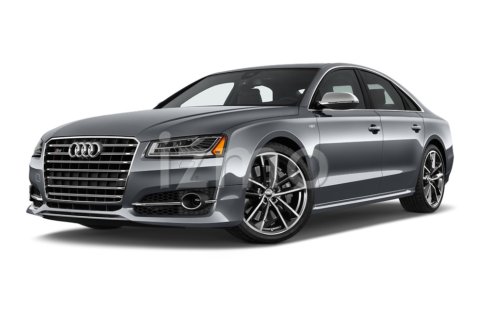 Stock pictures of low aggressive front three quarter view of 2018 Audi S8 4.0-TFSI-quattro-Tiptronic-Plus 4 Door Sedan