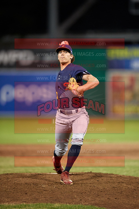 State College Spikes relief pitcher Kevin Hamann (33) delivers a pitch during a game against the Batavia Muckdogs on July 7, 2018 at Dwyer Stadium in Batavia, New York. State College defeated Batavia 7-4. (Mike Janes/Four Seam Images)