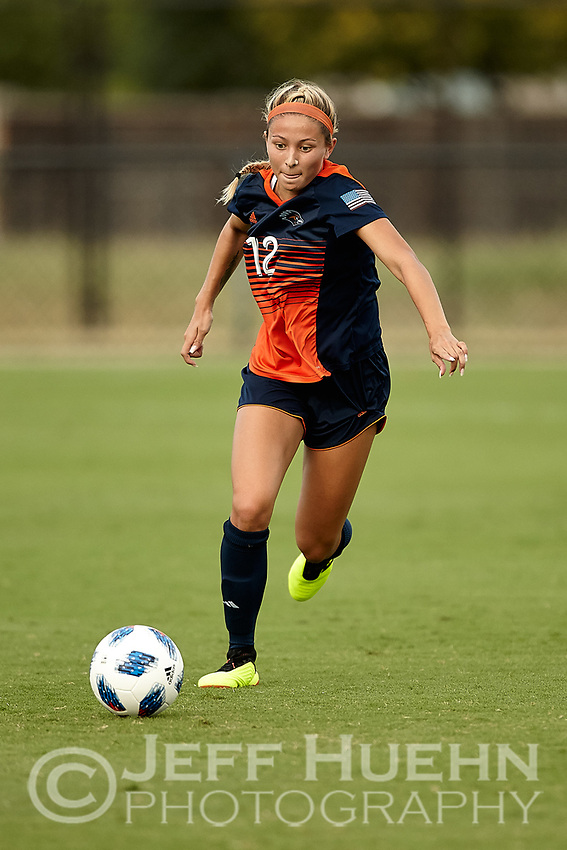 SAN ANTONIO, TX - AUGUST 10, 2018: The University of Texas at San Antonio Roadrunners defeat the Houston Baptist University Huskies 1-0 in an exhibition soccer match at the Park West Athletic Complex. (Photo by Jeff Huehn)