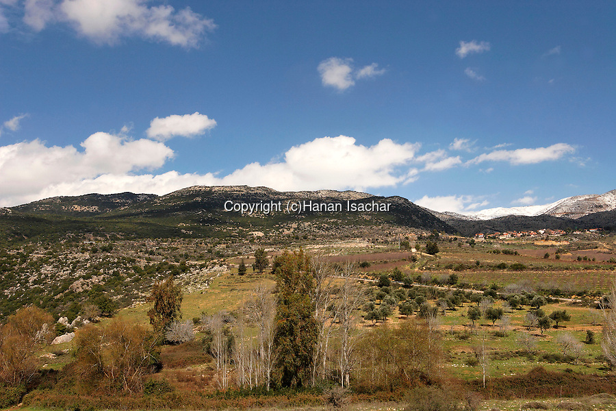The Golan Heights. A view from Nabi Hazuri, Neve Ativ and Mount Hermon are in the background